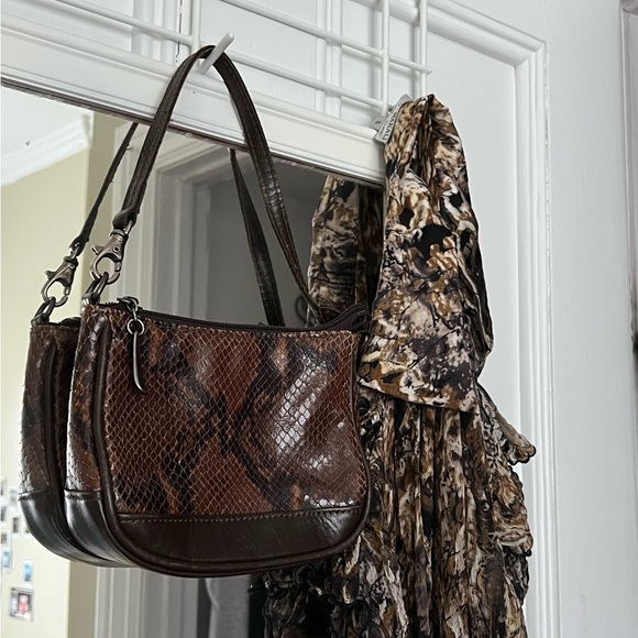 Donald J Pliner Vintage Brown Snake Skin Purse - Picture 9 of 10